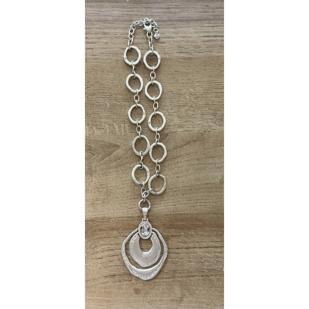 BRIGHTON Dream Big Necklace‎ Large Pendant Crystals Reversible Silvertone